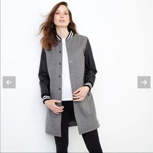 Roots Canada Wool Leather Long Sorority Coat - Awards Varsity Jacket - size 8